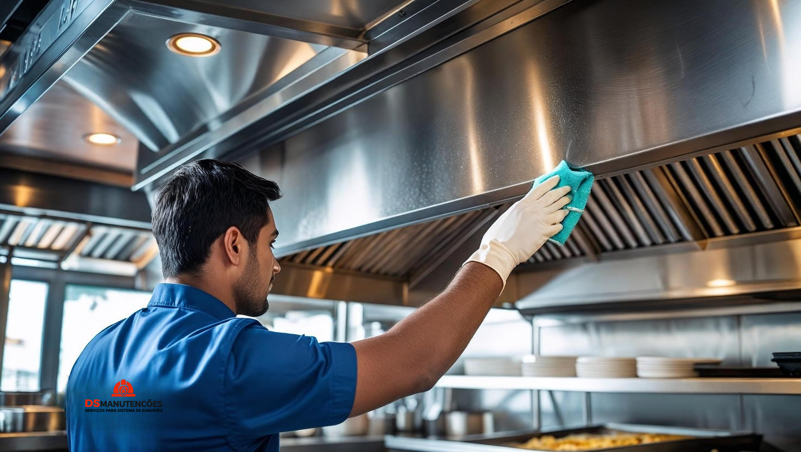 Equipe DS Manutenções trabalhando em sistema de exaustão